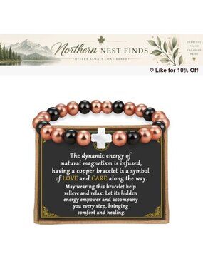 Pure Copper Magnetic Hematite Bead Bracelet Adjustable Well-Being Gift